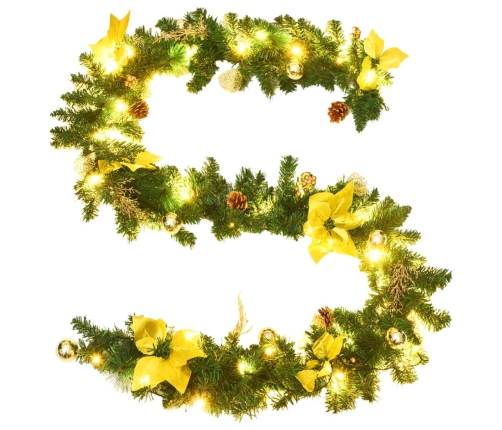 Guirnalda de Navidad con luces LED PVC verde 2,7 m