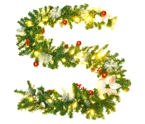 Guirnalda de Navidad con luces LED PVC verde 2,7 m