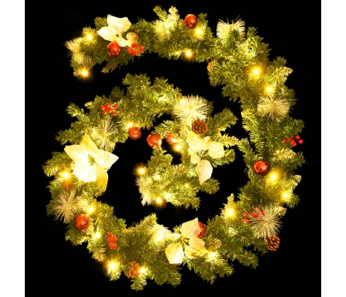 Guirnalda de Navidad con luces LED PVC verde 2,7 m