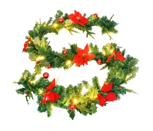 Guirnalda de Navidad con luces LED PVC verde 2,7 m