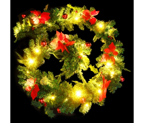 Guirnalda de Navidad con luces LED PVC verde 2,7 m