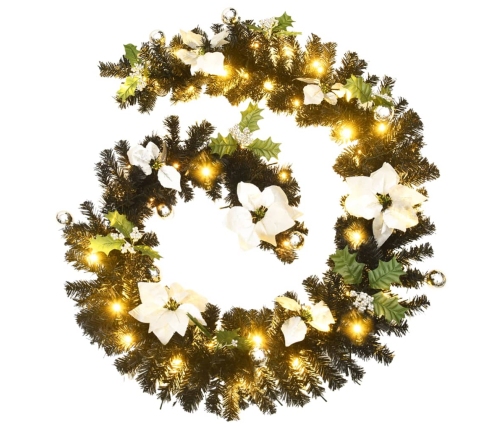 Guirnalda de Navidad con luces LED PVC negro 2,7 m