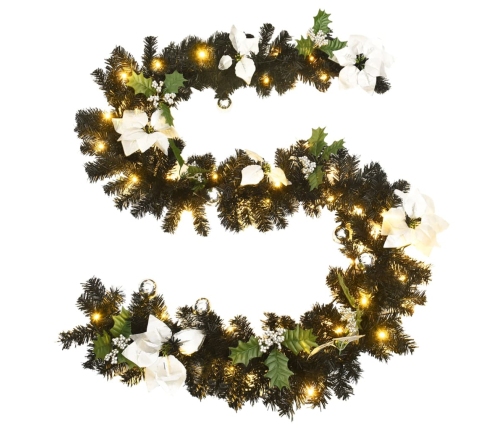 Guirnalda de Navidad con luces LED PVC negro 2,7 m