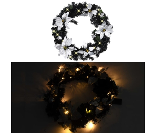 Corona de Navidad con luces LED verde 60 cm PVC