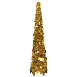 Árbol de Navidad artificial emergente PET dorado 120 cm