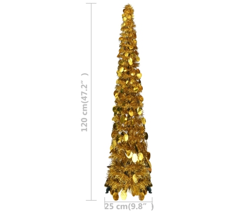 Árbol de Navidad artificial emergente PET dorado 120 cm