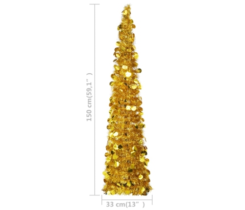 Árbol de Navidad artificial emergente PET dorado 150 cm