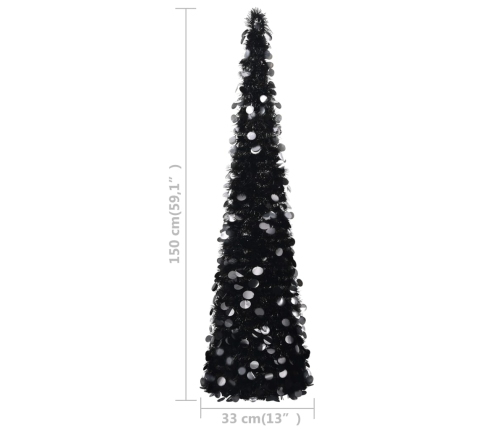 Árbol de Navidad artificial emergente PET negro 150 cm