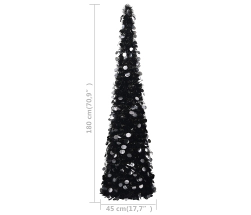 Árbol de Navidad artificial emergente PET negro 180 cm