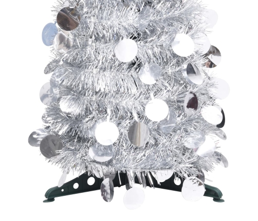 Árbol de Navidad artificial emergente PET plateado 120 cm