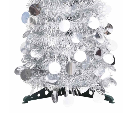 Árbol de Navidad artificial emergente PET plateado 120 cm