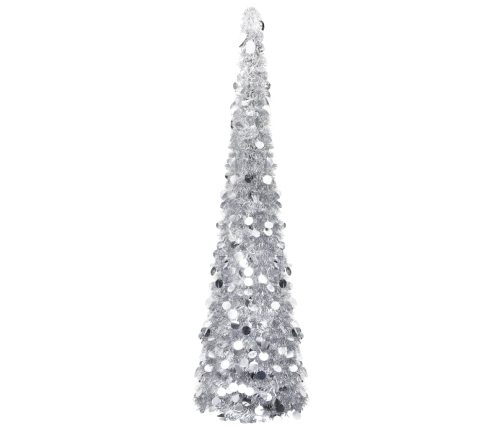 Árbol de Navidad artificial emergente PET plateado 150 cm