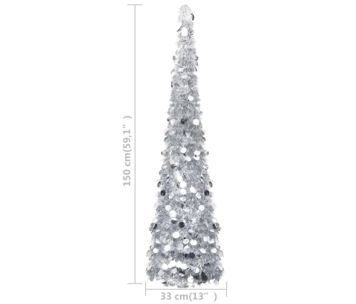 Árbol de Navidad artificial emergente PET plateado 150 cm