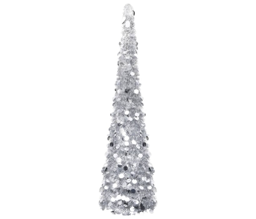 Árbol de Navidad artificial emergente PET plateado 180 cm