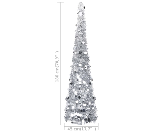 Árbol de Navidad artificial emergente PET plateado 180 cm