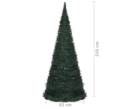 Árbol de Navidad emergente preiluminado con luces verde 210 cm