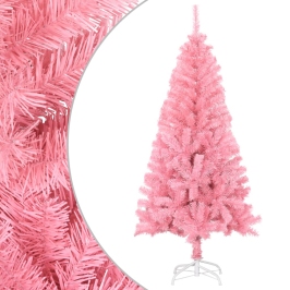 Árbol de Navidad artificial con soporte PVC rosa 150 cm