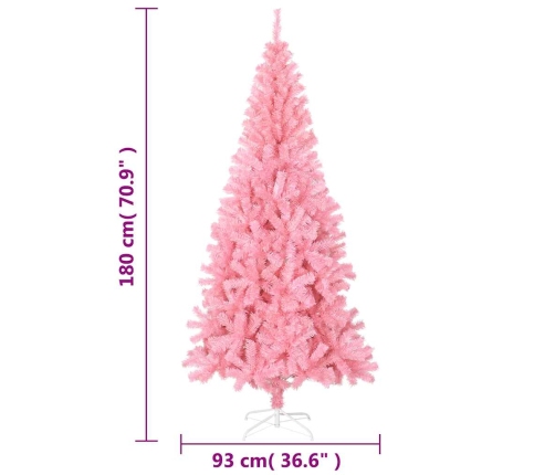 Árbol de Navidad artificial con soporte PVC rosa 180 cm