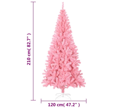 Árbol de Navidad artificial con soporte PVC rosa 210 cm