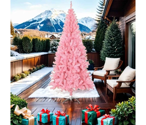 Árbol de Navidad artificial con soporte PVC rosa 210 cm