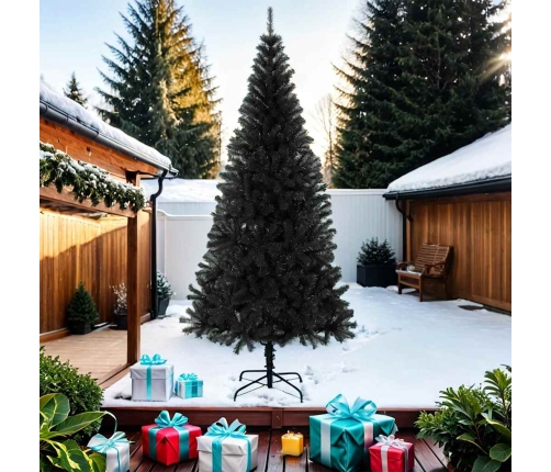 Árbol de Navidad artificial con soporte PVC negro 210 cm