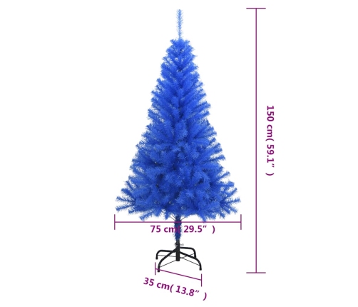 Árbol de Navidad artificial con soporte PVC azul 150 cm