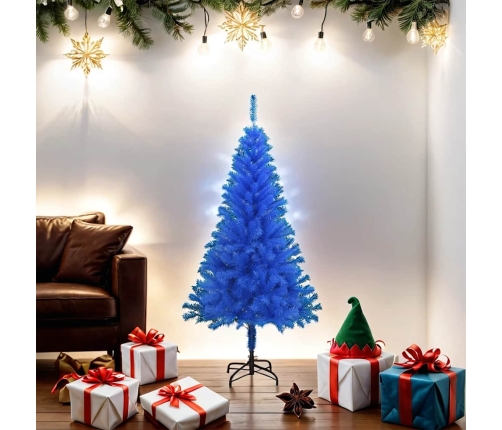 Árbol de Navidad artificial con soporte PVC azul 150 cm