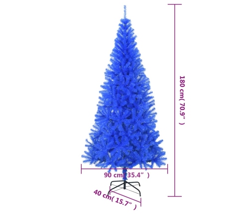 Árbol de Navidad artificial con soporte PVC azul 180 cm