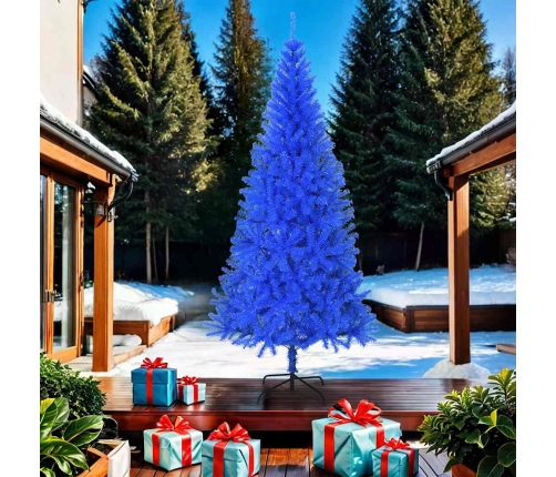 Árbol de Navidad artificial con soporte PVC azul 210 cm