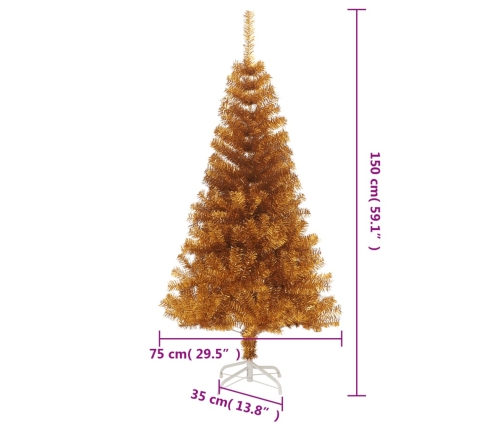 Árbol de Navidad artificial con soporte PET dorado 150 cm