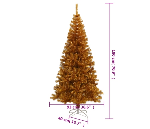 Árbol de Navidad artificial con soporte PET dorado 180 cm