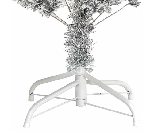 Árbol de Navidad artificial con soporte PET plateado 150 cm