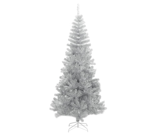 Árbol de Navidad artificial con soporte plateado PET 210 cm