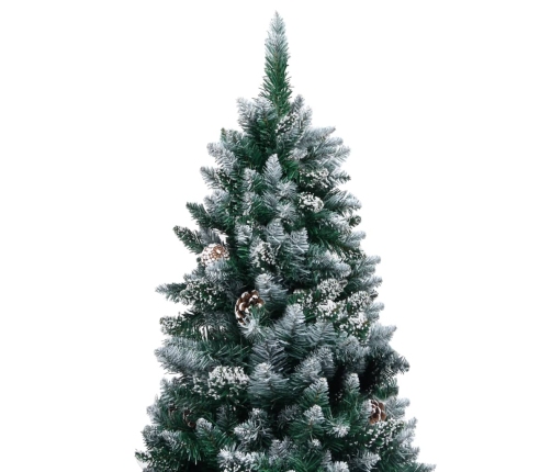 Árbol de Navidad artificial con piñas y nieve blanca 150 cm