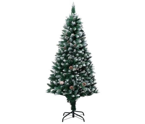 Árbol de Navidad artificial con piñas y nieve blanca 180 cm