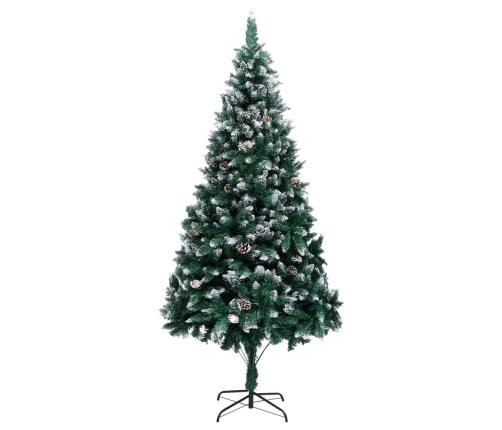 Árbol de Navidad artificial con piñas y nieve blanca 240 cm