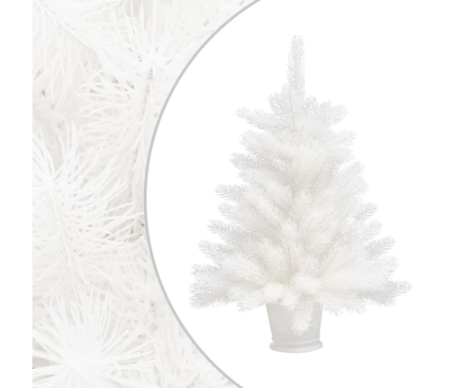 Árbol artificial de Navidad con hojas realistas blanco 65 cm