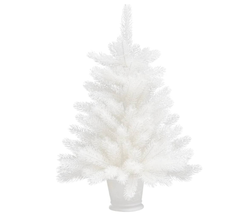 Árbol artificial de Navidad con hojas realistas blanco 65 cm