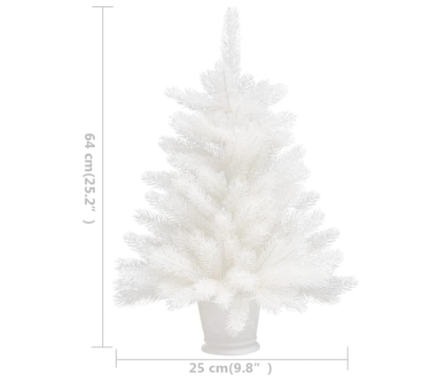 Árbol artificial de Navidad con hojas realistas blanco 65 cm