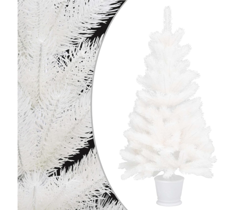 Árbol artificial de Navidad con hojas realistas blanco 90 cm