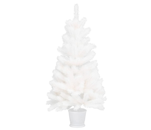 Árbol artificial de Navidad con hojas realistas blanco 90 cm