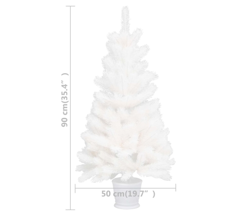 Árbol artificial de Navidad con hojas realistas blanco 90 cm