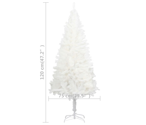 Árbol artificial de Navidad con hojas realistas blanco 120 cm