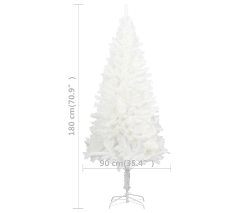 Árbol artificial de Navidad con hojas realistas blanco 180 cm