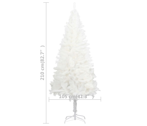 Árbol artificial de Navidad con hojas realistas blanco 210 cm