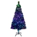 Árbol de Navidad artificial y soporte verde fibra óptica 120 cm