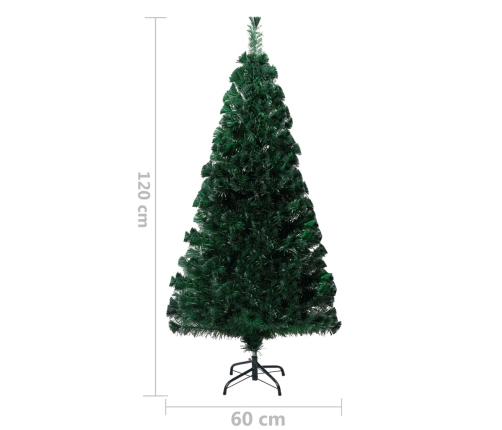 Árbol de Navidad artificial y soporte verde fibra óptica 120 cm