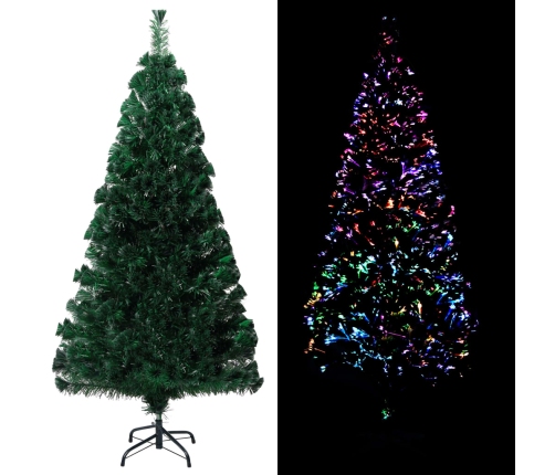 Árbol de Navidad artificial y soporte verde fibra óptica 120 cm