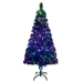 Árbol de Navidad artificial y soporte fibra óptica verde 150 cm