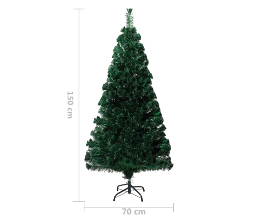 Árbol de Navidad artificial y soporte fibra óptica verde 150 cm